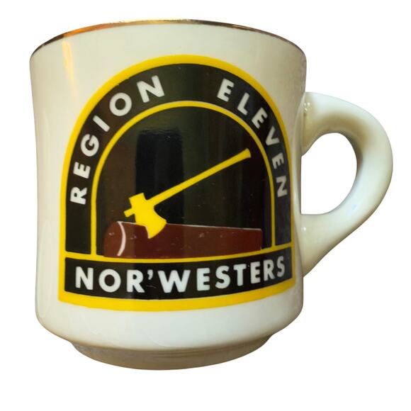 Vintage Boy Scouts of America BSA Region 11 Nor'Westers Gold Rim Ceramic Mug - Picture 1 of 8